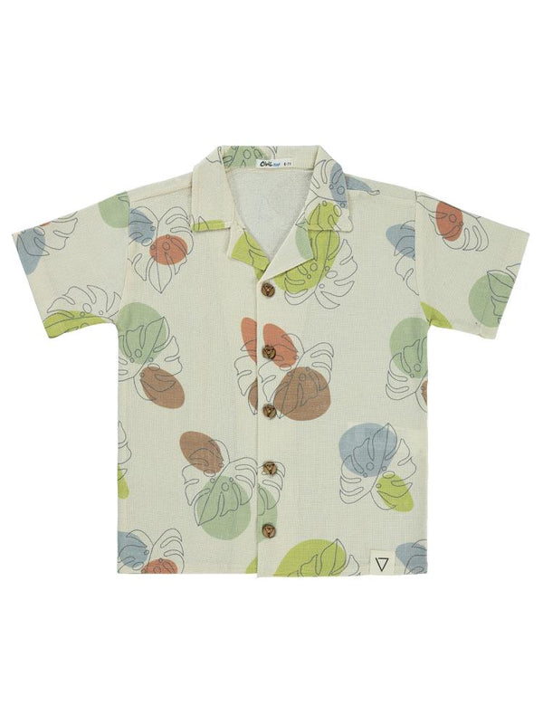 Civil Boys Yaprak Desenli 6-9 Yaş Gömlek - Ekru