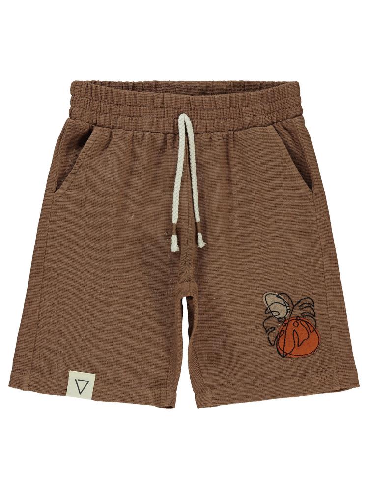 Civil Boys Yaprak Desenli 6-9 Yaş Şort - Kahverengi
