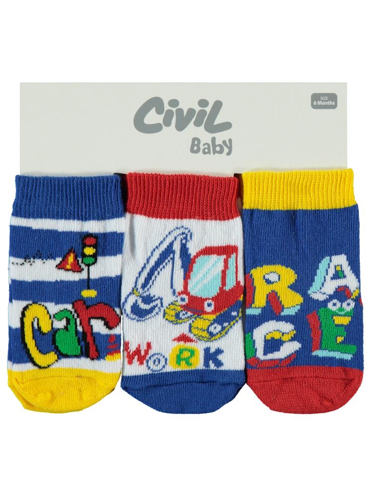 Civil Baby Erkek Bebek 3'lü Çorap Set 6-18 Ay