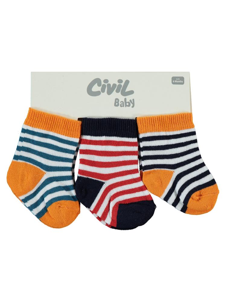 Civil Baby Erkek Bebek 3'lü Çorap Set 6-18 Ay