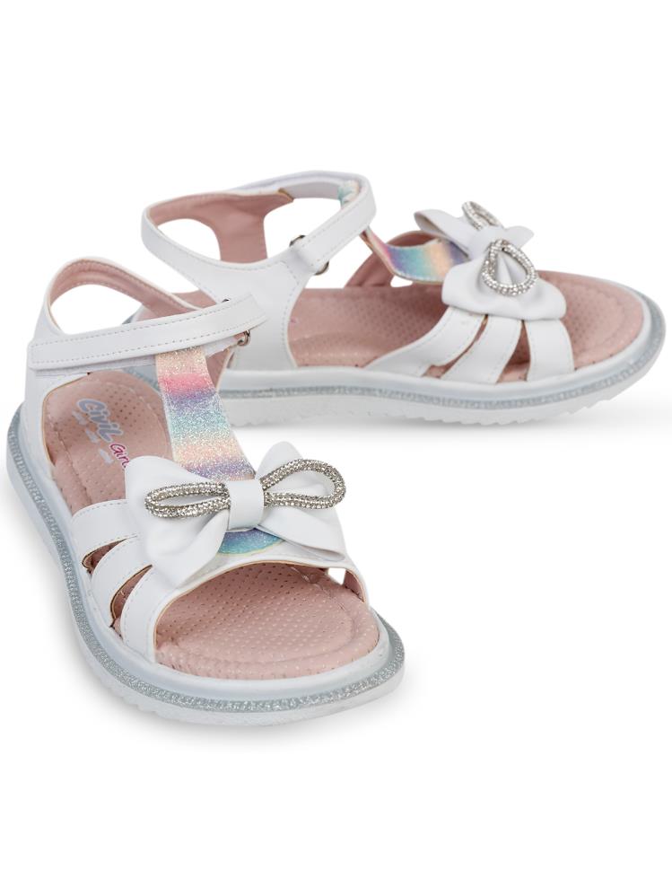 Civil Girls Fiyonklu 31-35 Numara Sandalet - Beyaz