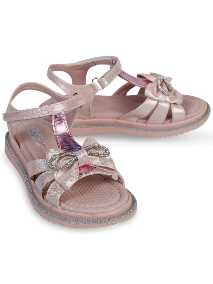 Civil Girls Fiyonklu 31-35 Numara Sandalet - Pudra