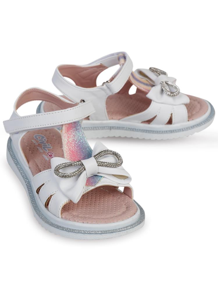 Civil Girls Fiyonklu 26-30 Numara Sandalet - Beyaz