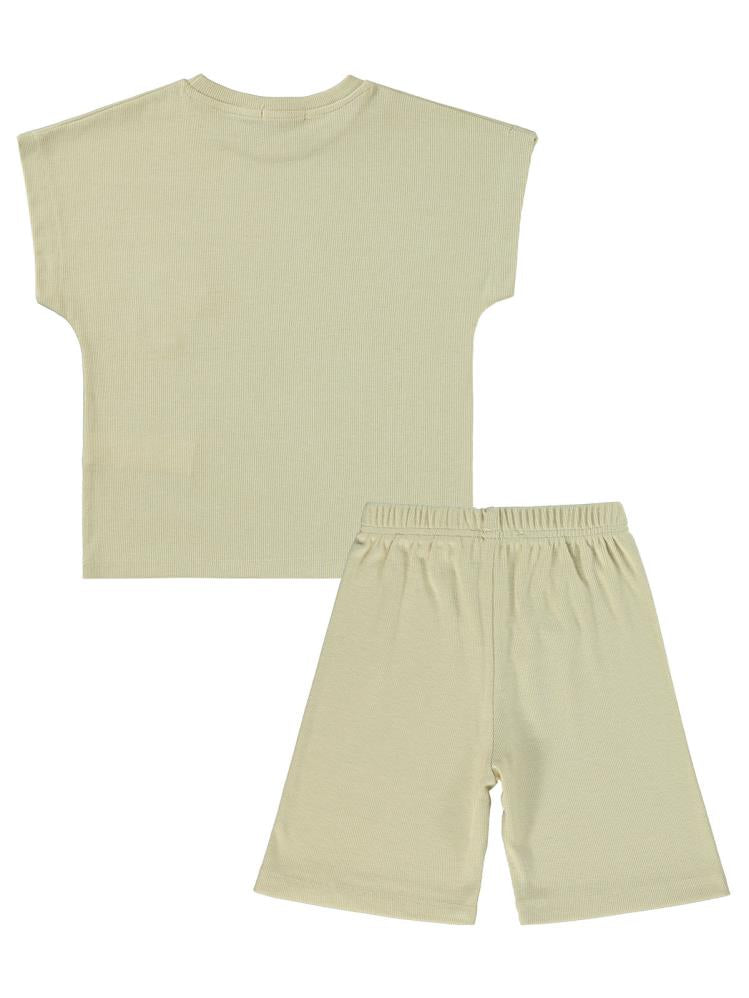 Civil Boys Yarasa Kol Palmiye Nakışlı 6-9 Yaş Takım - Bej