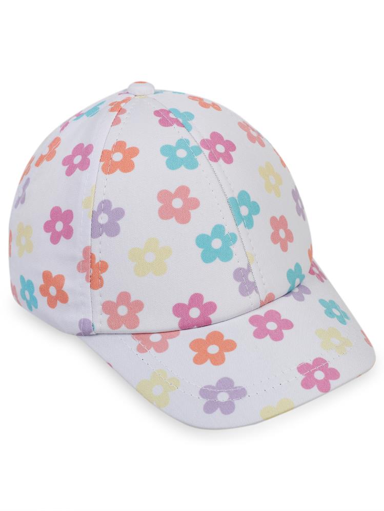 Civil Girls Çiçek Desenli 2-5 Yaş Çocuk Kız Kep Şapka - Beyaz