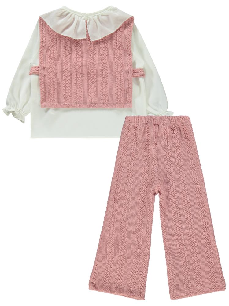 Civil Girls Örgü Desenli 2-5 Yaş Takım - Pudra