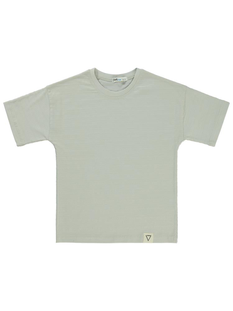 Civil Boys Kendinden Desenli 10-13 Yaş Tişört - Gri