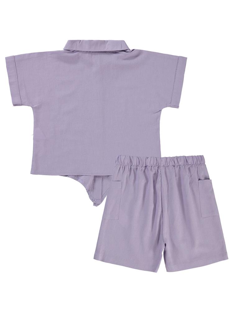 Civil Girls Önü Bağlamalı 6-9 Yaş Takım - Lila