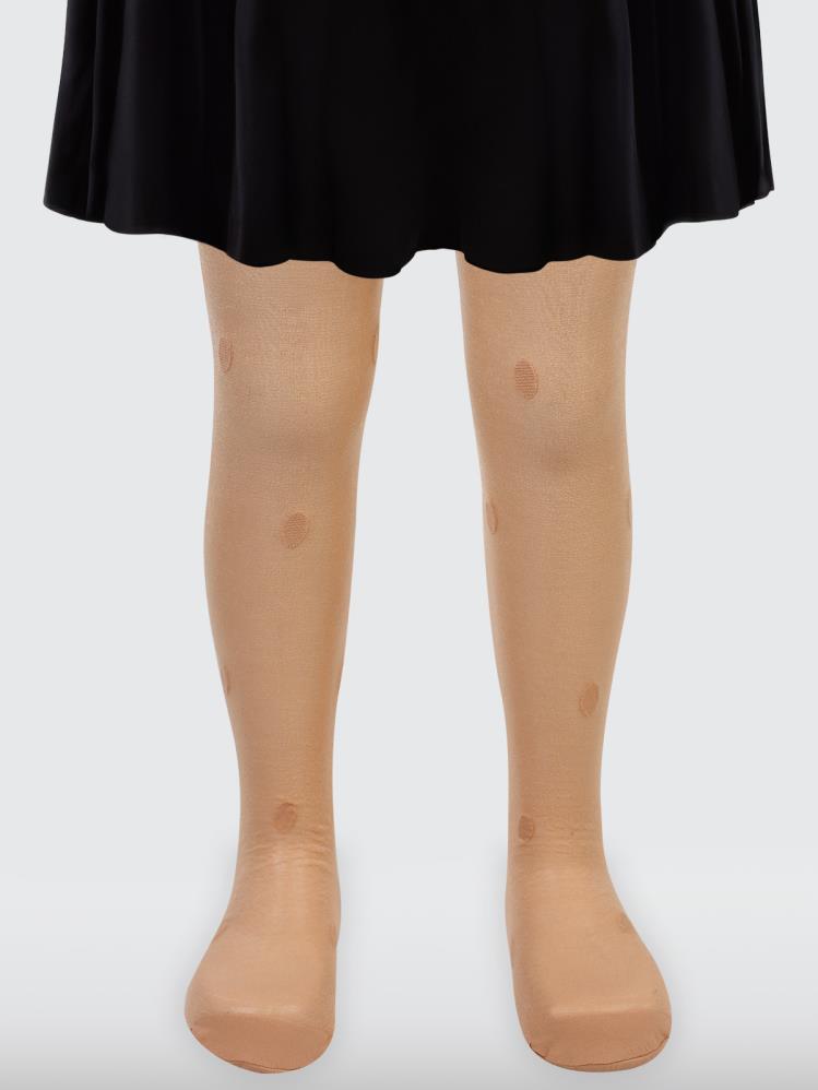 Civil Girls Fit Puanlı Kalp 2-6 Yaş Külotlu Çorap - Bej