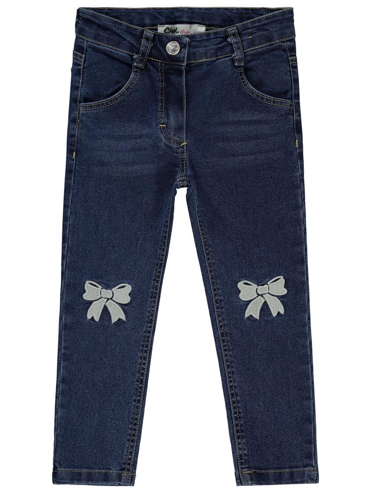 Civil Girls Fiyonk Nakışlı 2-5 Yaş Pantolon - Lacivert