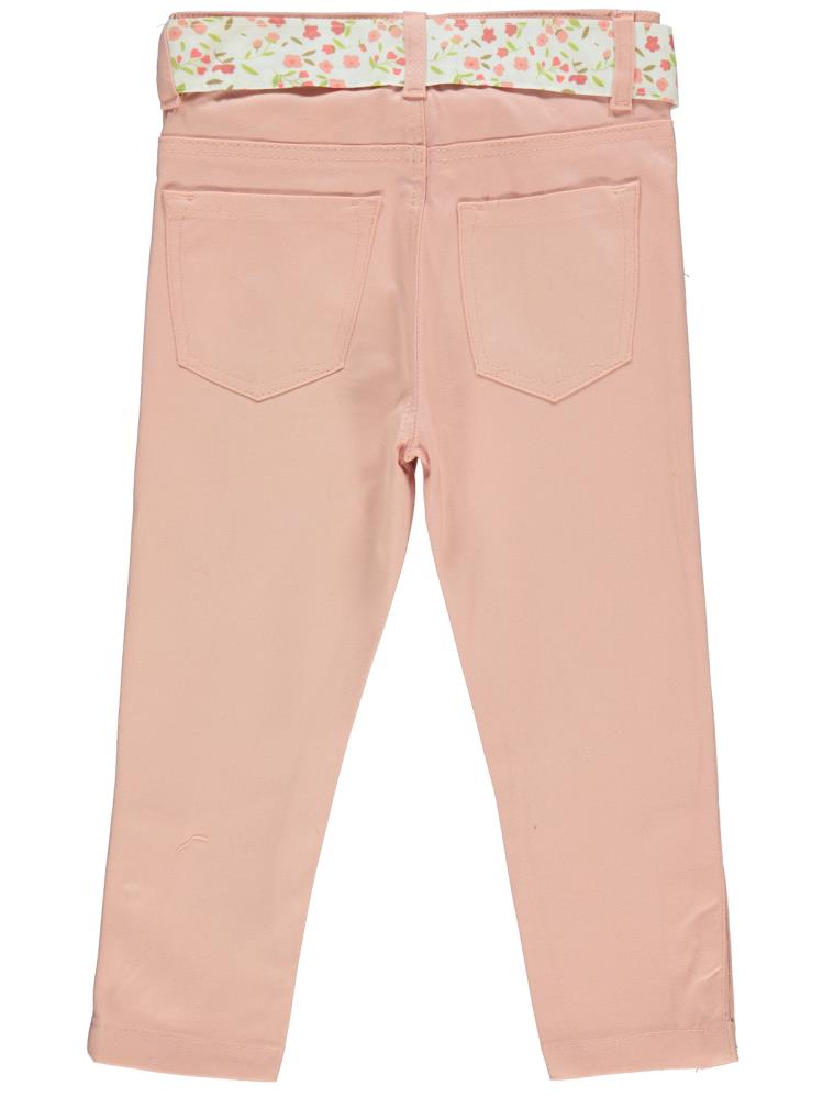 Civil Girls Renkli Kemerli 2-5 Yaş Pantolon - Pudra
