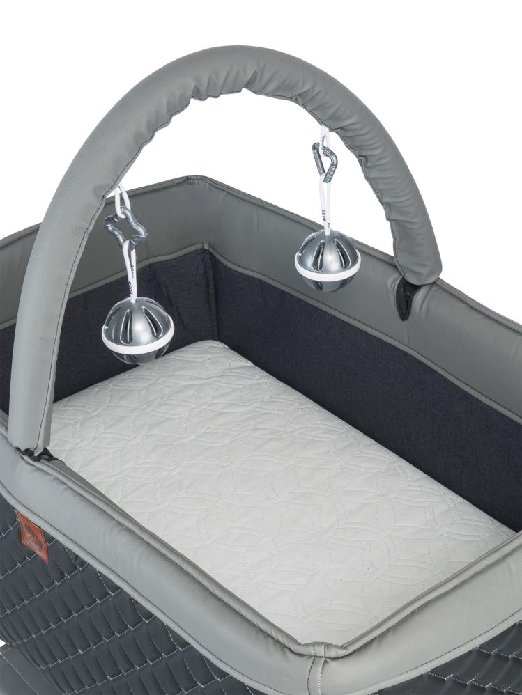 Kujju Harmony Deri Kumaşlı Mini Anne Yanı Beşik - Gri