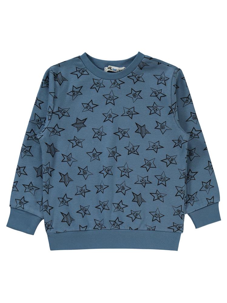 Civil Boys Empirme Yıldız Baskılı 2-5 Yaş Sweatshirt - Mavi
