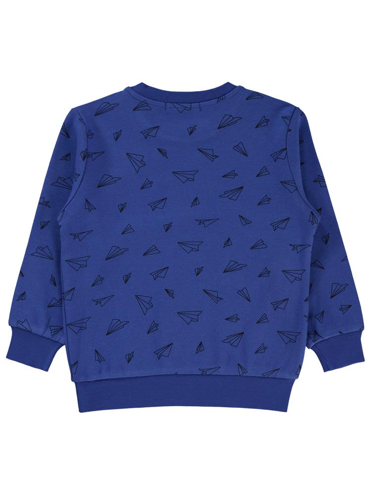 Civil Boys Kağıt Uçak Baskılı 2-5 Yaş Sweatshirt - Mavi