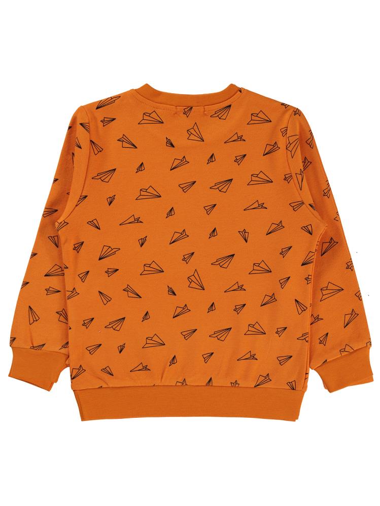 Civil Boys Kağıt Uçak Baskılı 2-5 Yaş Sweatshirt - Turuncu