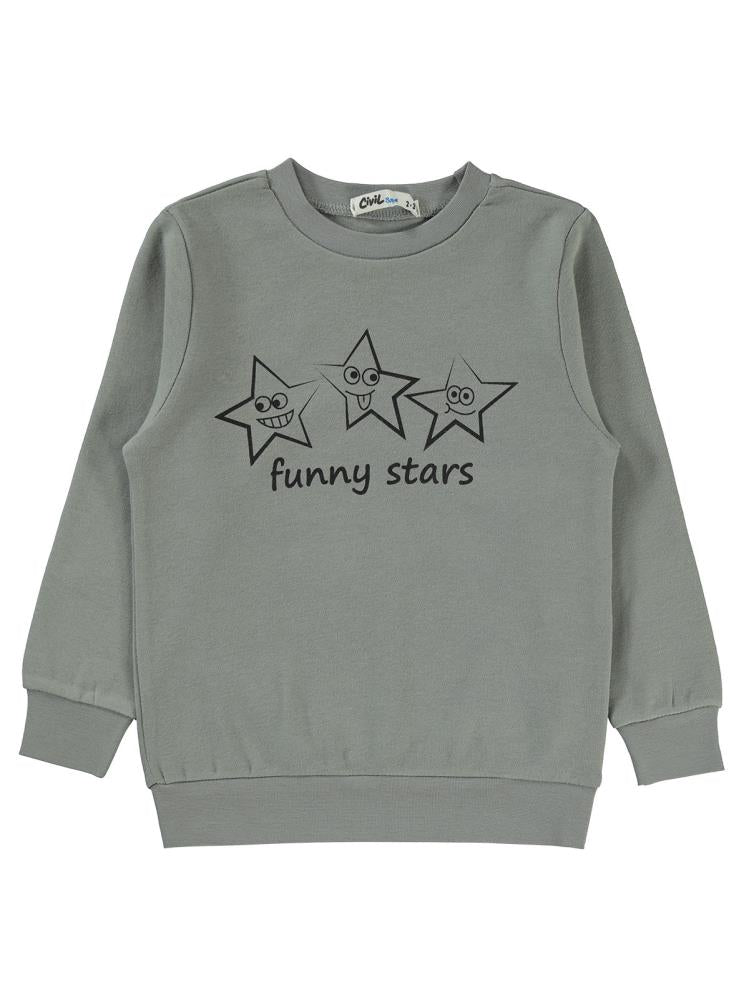Civil Boys Funny Stars 2-5 Yaş Sweatshirt - Gri