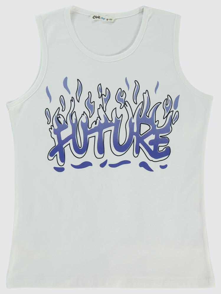 Civil Boys Future Baskılı 10-13 Yaş Tişört - Beyaz