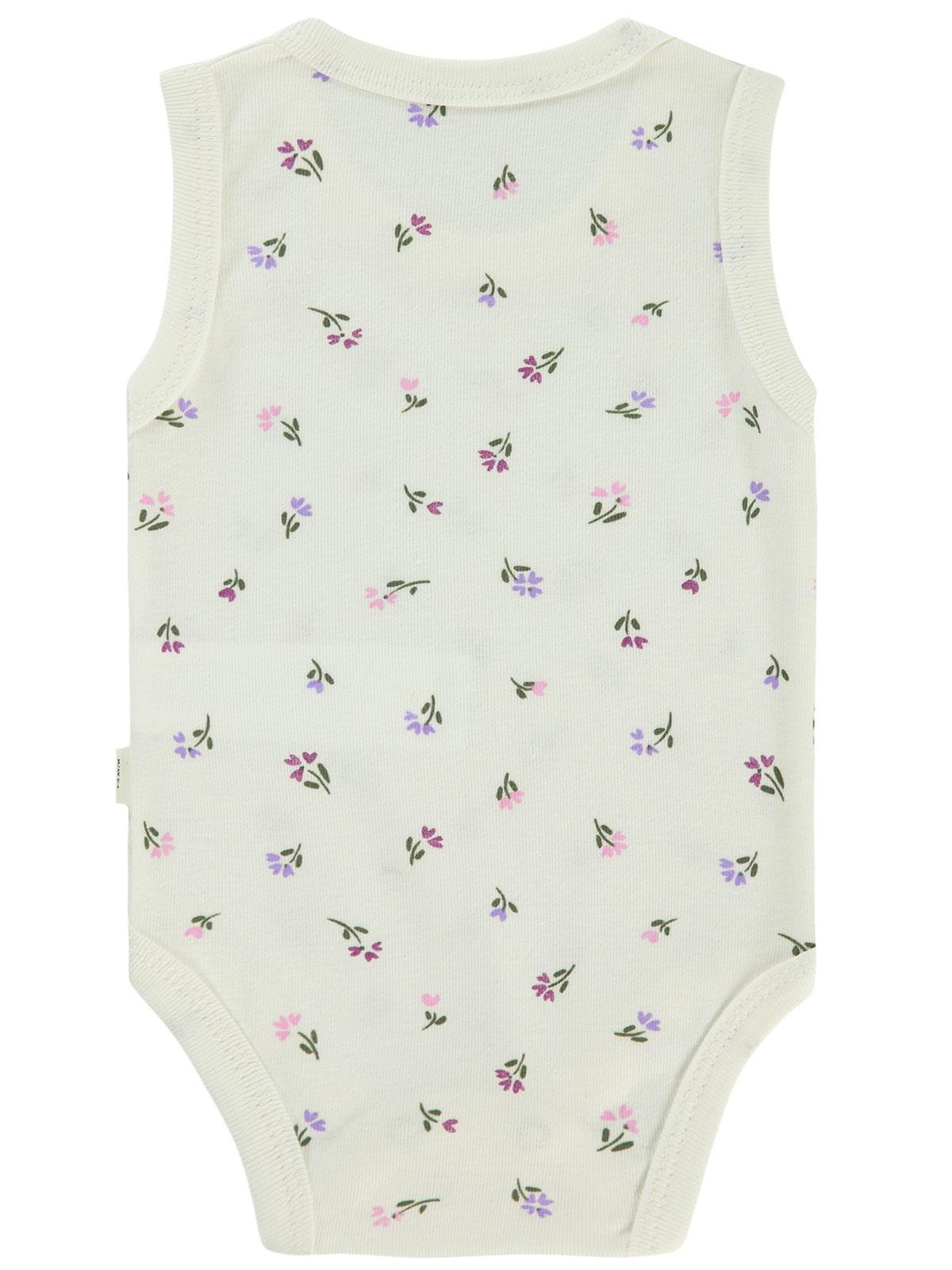 Civil Baby Çiçek Baskılı 1-36 Ay Çıtçıtlı Badi - Ekru