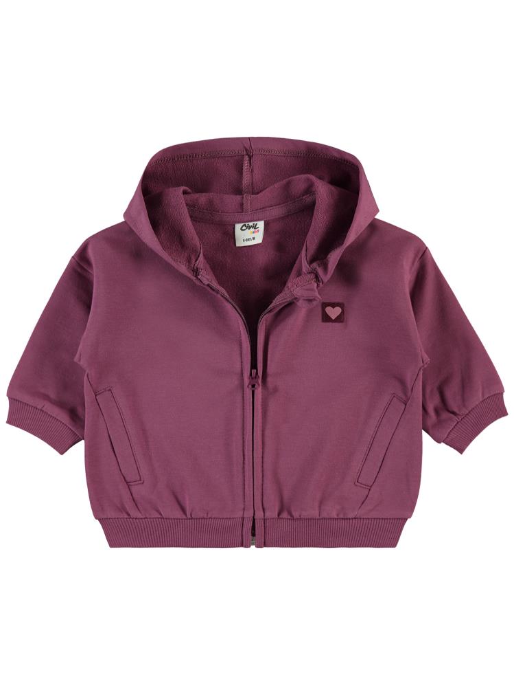 Civil Baby Civil Basic Kalp Etiketli Kapüşonlu 6-18 Ay Hırka - Lila