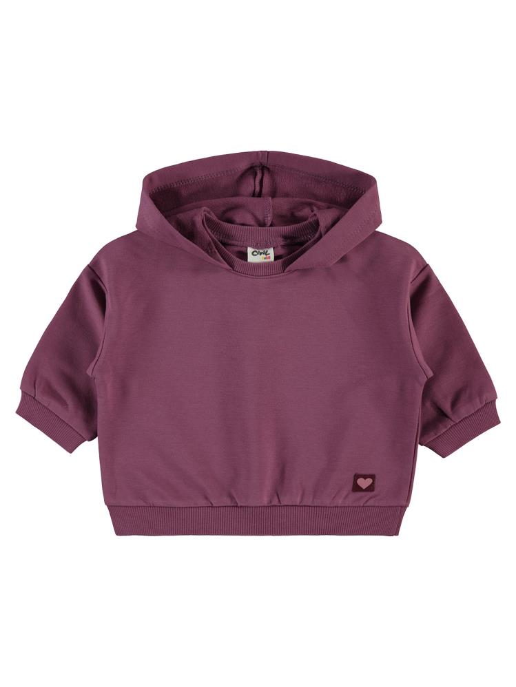 Civil Baby Civil Basic Kalp Etiketli Kapüşonlu 6-18 Ay Sweatshirt - Lila