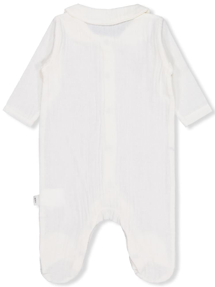 Civil Baby Yakalı Ayıcık Baskılı 1-9 Ay Tulum - Ekru