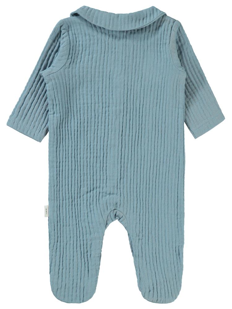 Civil Baby Yakalı Ayıcık Baskılı 1-9 Ay Tulum - Mavi