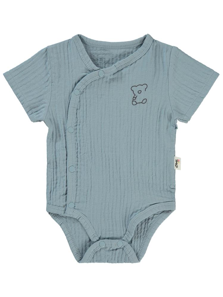 Civil Baby Ayıcık Baskılı 1-18 Ay Çıtçıtlı Badi - Mavi