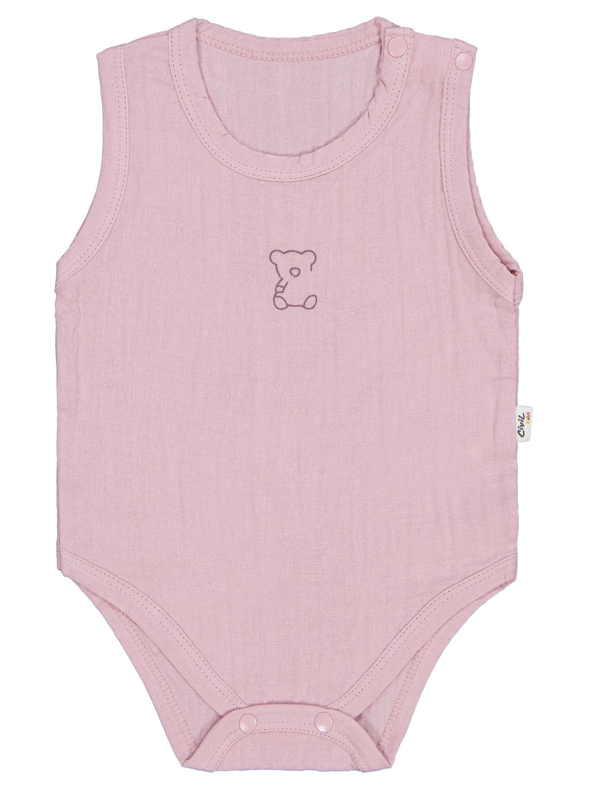 Civil Baby Ayıcık Baskılı 1-18 Ay Çıtçıtlı Badi - Pembe