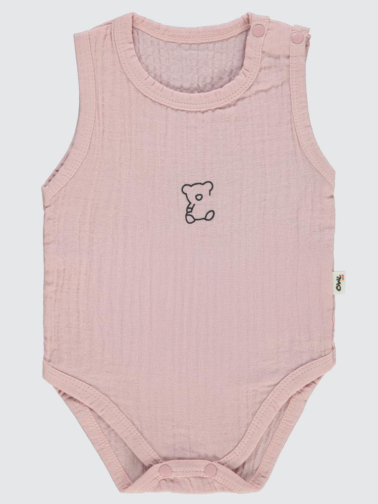 Civil Baby Ayıcık Baskılı 1-18 Ay Çıtçıtlı Badi - Pembe