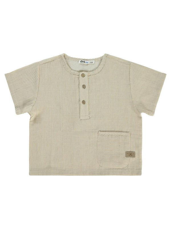 Civil Boys Patlı Etek Ucu Cepli 2-5 Yaş Gömlek - Bej