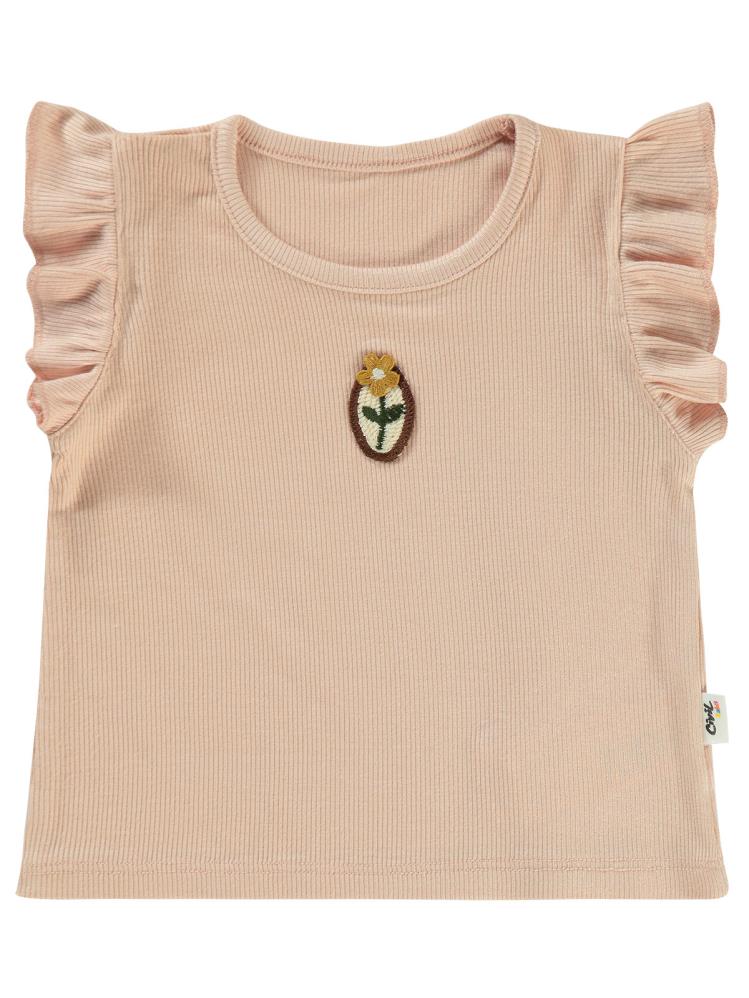 Civil Baby Dikme Aksesuarlı 6-18 Ay Tişört - Pudra