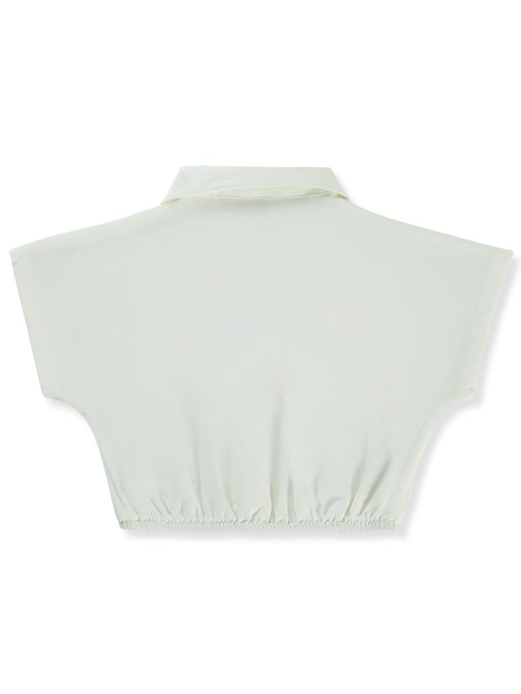 Civil Girls Beli Büzgülü 2-5 Yaş Gömlek - Ekru