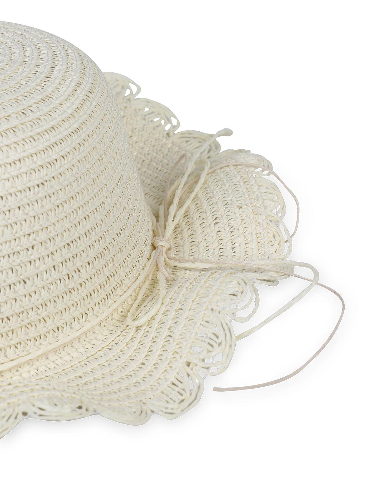 Kitti Taşlı Aksesuar 4-8 Yaş Çocuk Kız Hasır Şapka - Beyaz