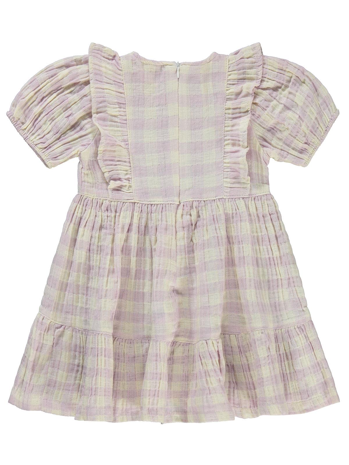 Civil Girls Ekose Desenli 2-5 Yaş Elbise - Lila