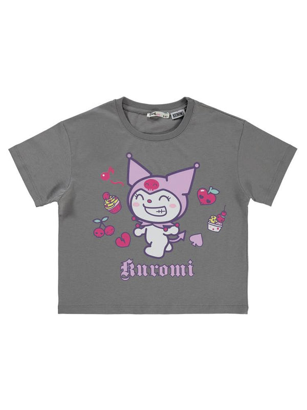 Kuromi 4-9 Yaş Tişört - Gri