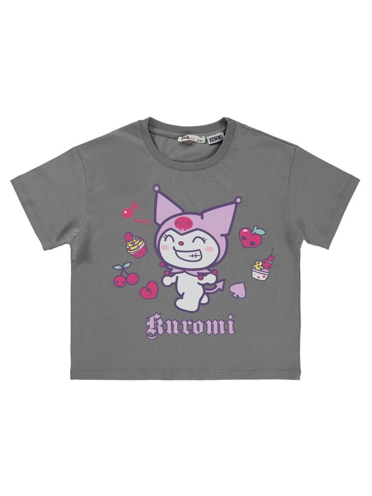 Kuromi 4-9 Yaş Tişört - Gri