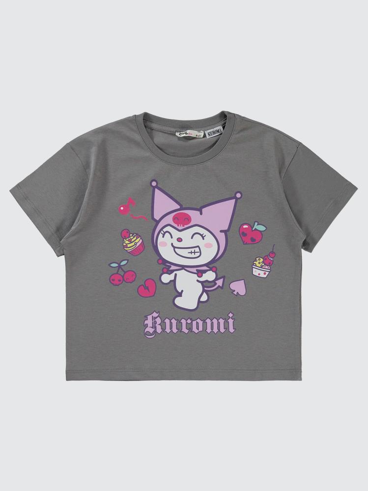 Kuromi 4-9 Yaş Tişört - Gri