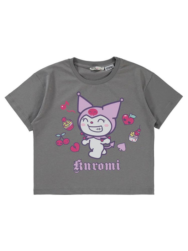 Kuromi 4-9 Yaş Tişört - Gri