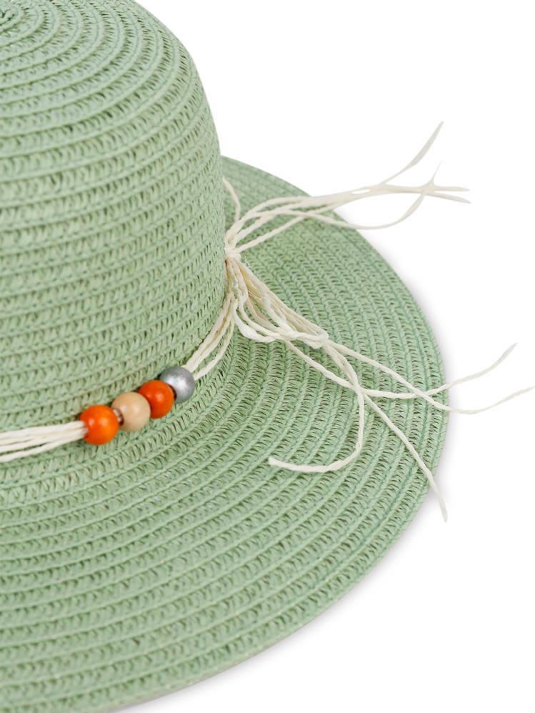 BASİC 6-9 YAŞ KIZ HASIR ŞAPKA - Yeşil