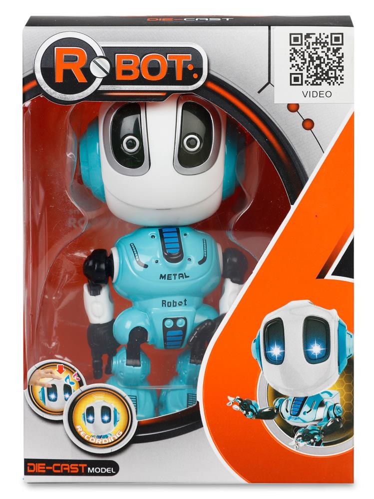Seher Oyuncak Ses Kaydı Yapabilen Etkileşimli Metal Robot - Mavi