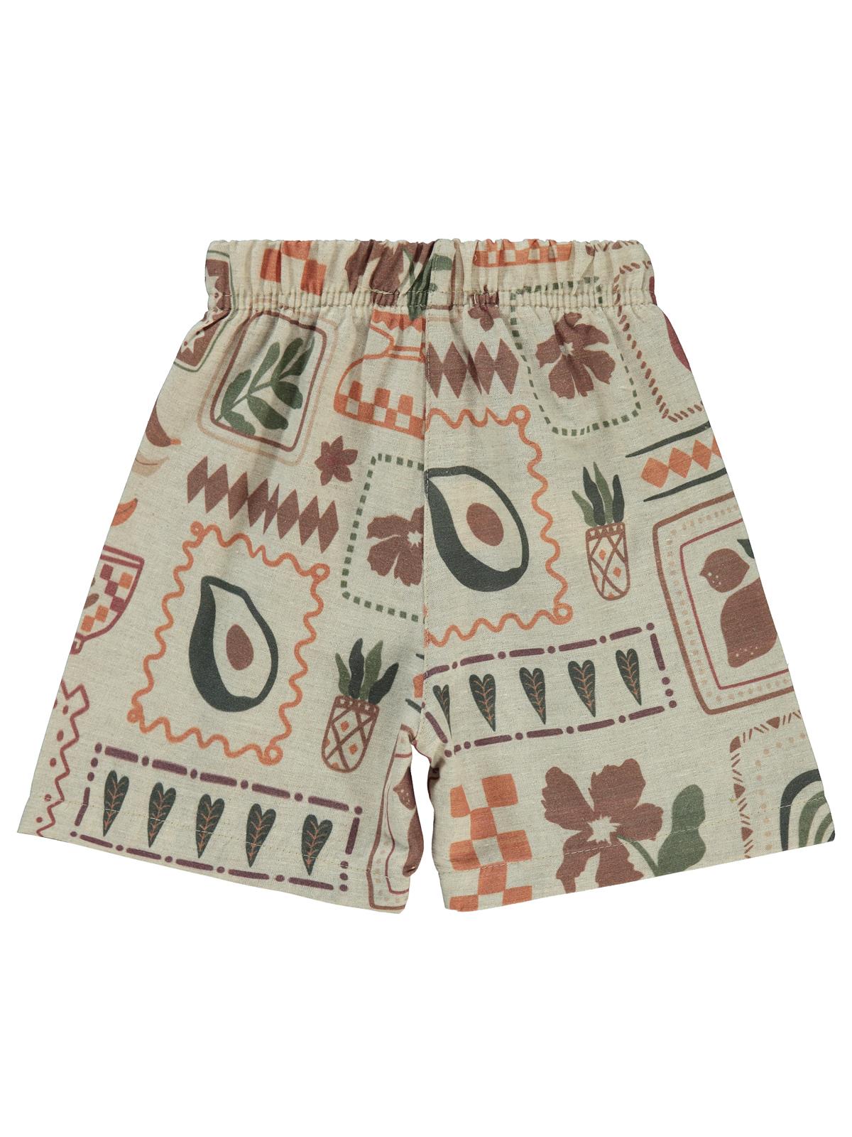 Civil Boys Kendinden Desenli 2-5 Yaş Şort - Bej
