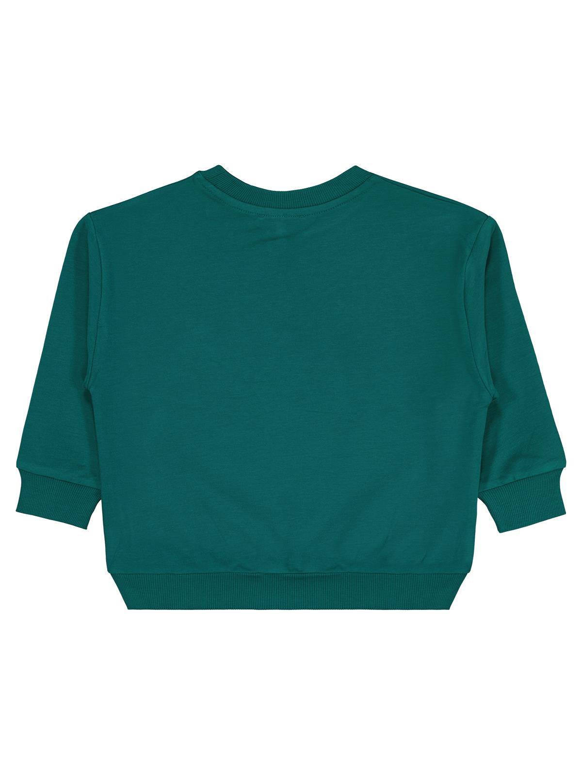 Civil Erkek Çocuk Cvl Team Etiketli Sweatshirt | Fırçalı 2 İp | Okul Kreş ve Günlük Kullanım - Yeşil