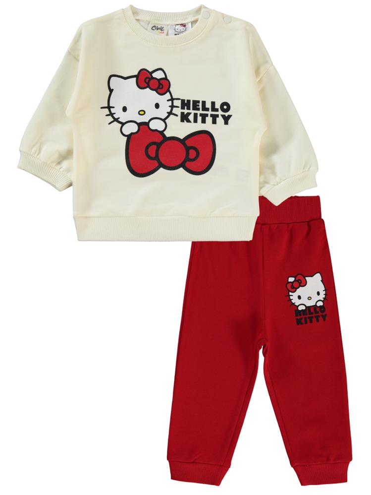 Hello Kitty Baskılı 6-18 Ay Takım - Ekru