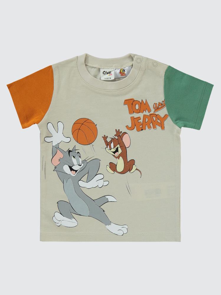 Tom and Jerry Basket Baskılı 6-18 Ay Takım - Gri