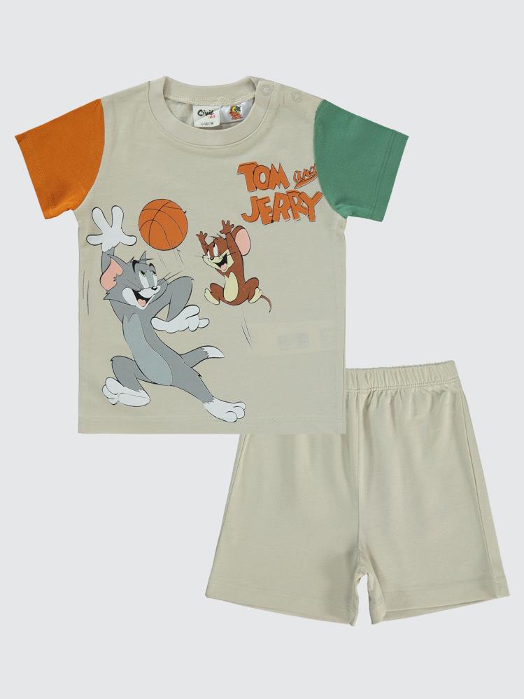 Tom and Jerry Basket Baskılı 6-18 Ay Takım - Gri