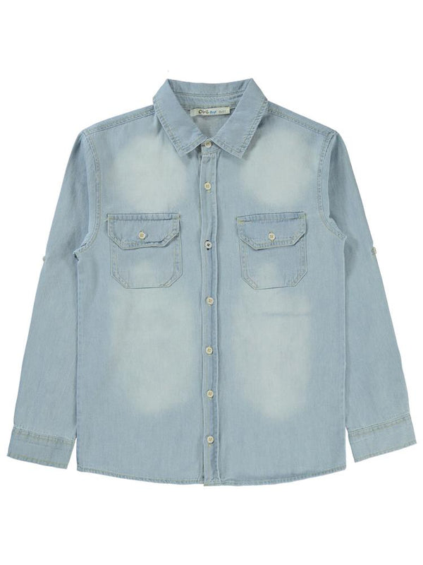 Civil Boys Kapak Cepli 10-13 Yaş Gömlek - Mavi