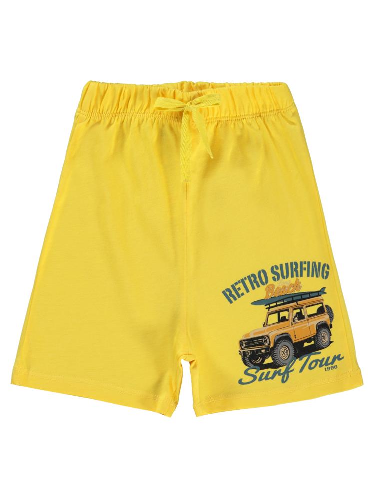 Civil Boys Retro Sufring Baskılı 2-5 Yaş Şort - Sarı