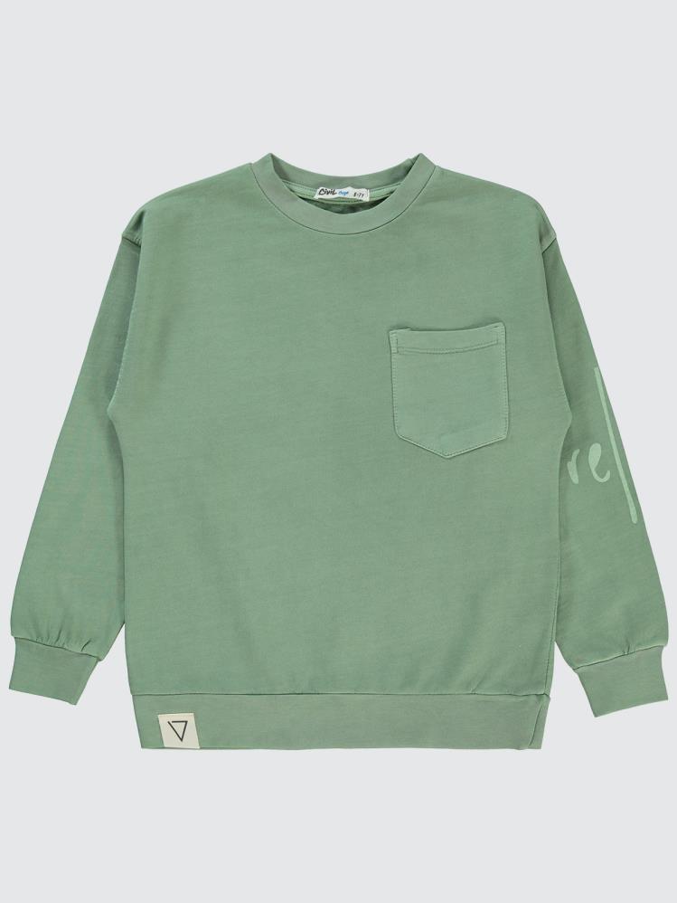 Civil Boys Yıkamalı Cepli 6-9 Yaş Sweatshirt - Haki