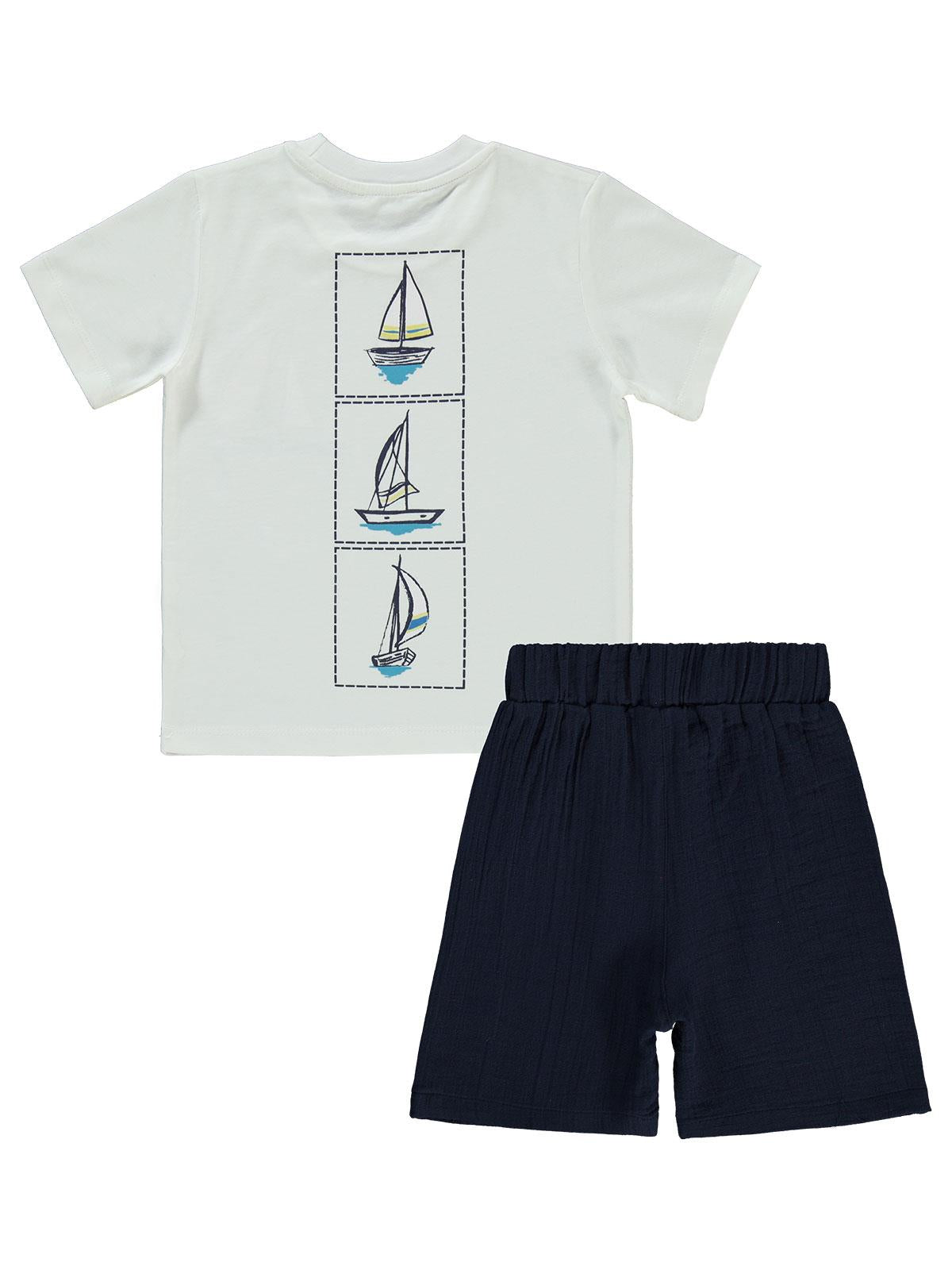 Civil Boys Yelken Baskılı Kaprili 2-5 Yaş Takım - Ekru