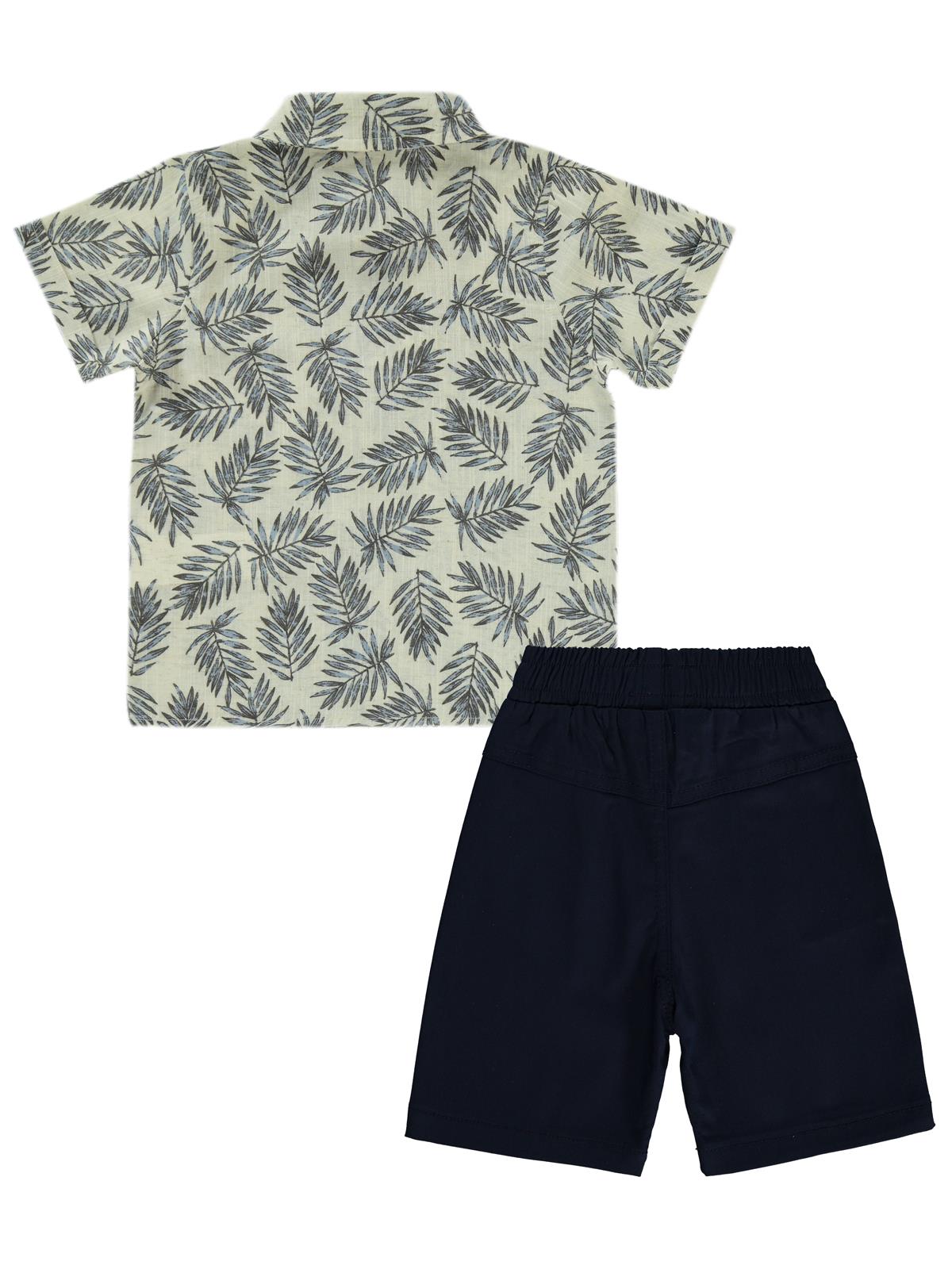 Civil Boys Yaprak Baskılı Kaprili 2-5 Yaş Takım - Lacivert